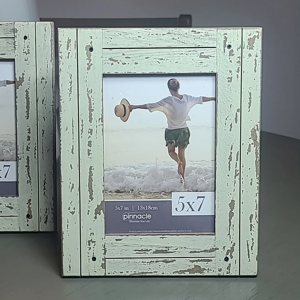 Pinnacle 5x7 Mint Green Distressed Wood Picture Frame Set Of 2